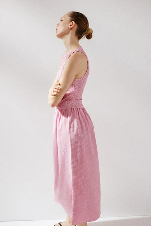 Платье миди в клетку виши- Заказать в России