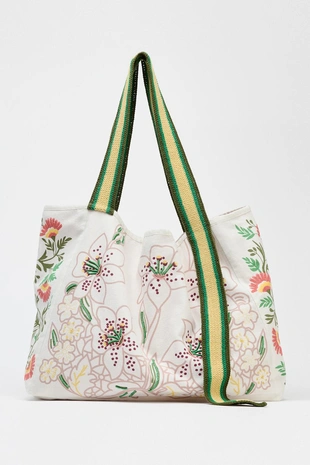 Купить Zara Большая тканевая сумка-шопер с фантазийным рисунком
