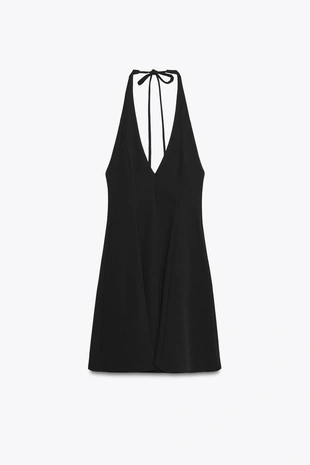 Короткое платье с горловиной халтер и юбкой годе- Заказать в России