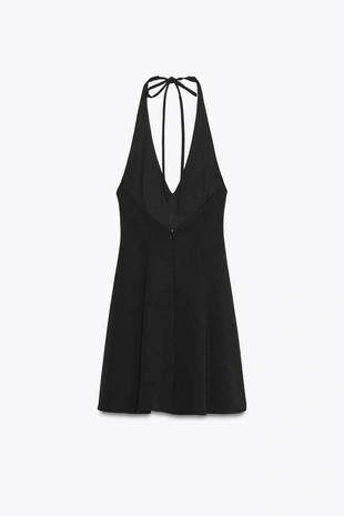 Короткое платье с горловиной халтер и юбкой годе- Заказать в России