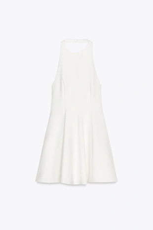 Короткое платье с горловиной халтер и юбкой годе- Заказать в России