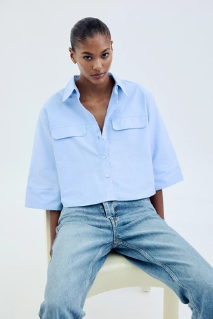 Рубашка оксфорд CROPPED- Заказать в России