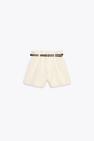 Джинсовые шорты Z1975 с ремнем и сборкой на поясе- Заказать в России