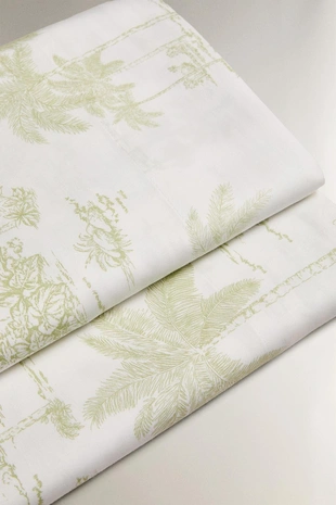Простыня из хлопкового сатина TOILE DE JOUY с пальмовым деревом- Заказать в России