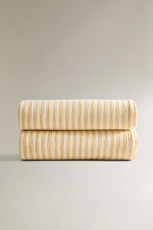 Плед из хлопкового муслина в полоску- Заказать в России