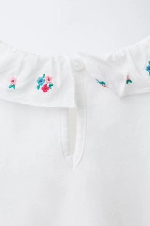 Боди с вышитым воротником в цветочном стиле- Заказать в России
