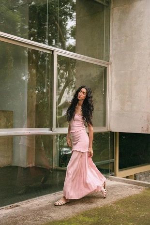 Трикотажная юбка с контрастными деталями- Заказать в России