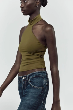 Топ из полиамида с горловиной халтер