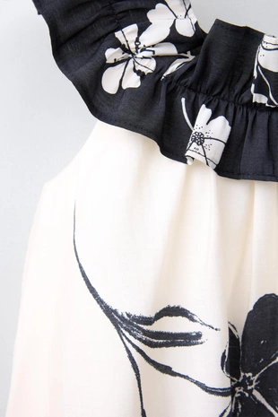 Ecru / Black | 6161/094/070 - Zara Платье с цветочным принтом
