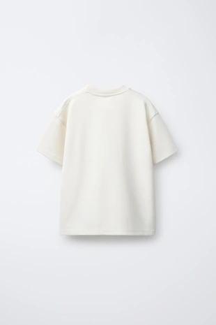 Ecru | 3854/773/712 - Zara Комплект из футболки и шортов-бермудов из ткани интерлок