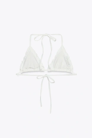 Треугольный верх бикини с цветами и вышивкой крестиком- Заказать в России