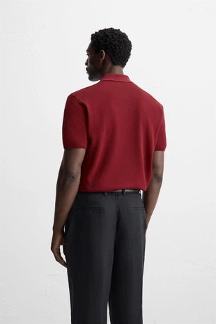 Red | 3332/405/600 - Zara Поло из рельефного трикотажа