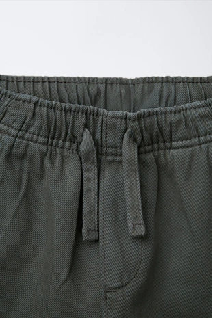 Dark khaki | 7147/762/507 - Zara Шорты-бермуды карго прямого кроя из легкой ткани