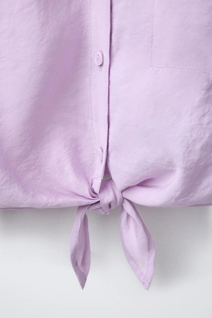 Рубашка струящегося кроя с узлом- Заказать в России