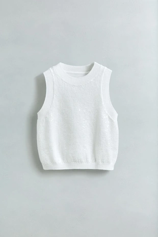 Трикотажный топ с пайетками- Заказать в России