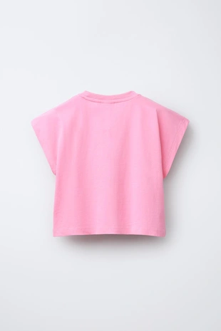 Pink | 0257/702/620 - Zara Комплект из укороченной футболки и шорт с принтом