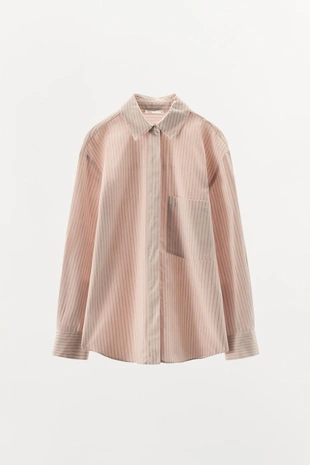 Хлопковая рубашка в полоску- Заказать в России