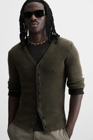 Кардиган в рубчик с эффектом стирки- Заказать в России