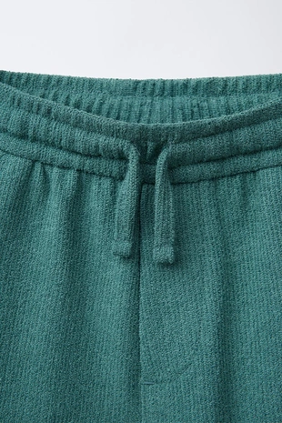 Bottle green | 3183/535/501 - Zara Бермуды SLIM FIT из ткани с эффектом махры