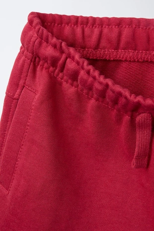 Dark red | 2795/770/641 - Zara Шорты из мягкой ткани прямого кроя с рельефной надписью