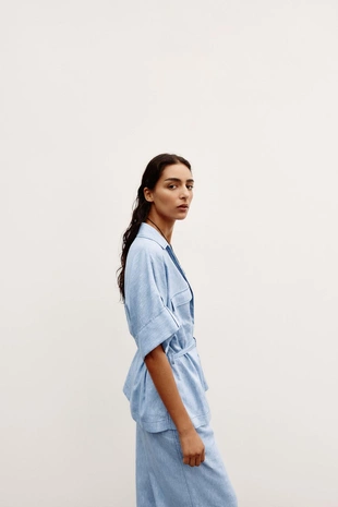 Рубашка сафари из льна- Заказать в России