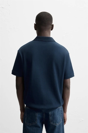 Bluish | 0526/460/420 - Zara Поло с вертикальным рельефным узором