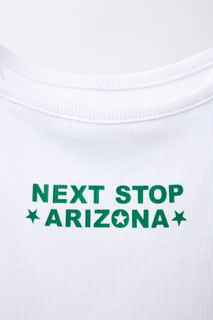 White | 4424/712/250 - Zara Топ в рубчик с текстом