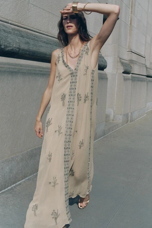 Платье с вышивкой и бусинами — ZW COLLECTION- Заказать в России