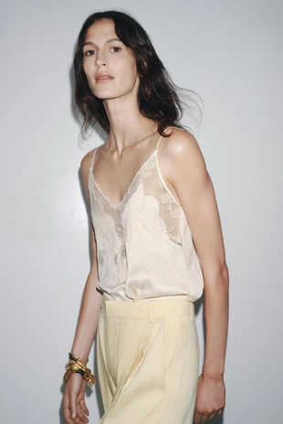 Топ в бельевом стиле с кружевом — ZW COLLECTION- Заказать в России
