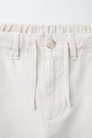 Ecru | 6917/760/712 - Zara Прямые брюки из хлопка и льна