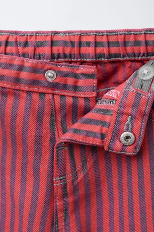 Ecru / Blue | 7147/523/080 - Zara Прямые брюки из твила в полоску