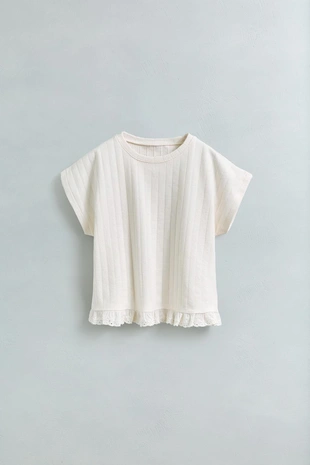 Жаккардовая футболка со швейцарской вышивкой- Заказать в России