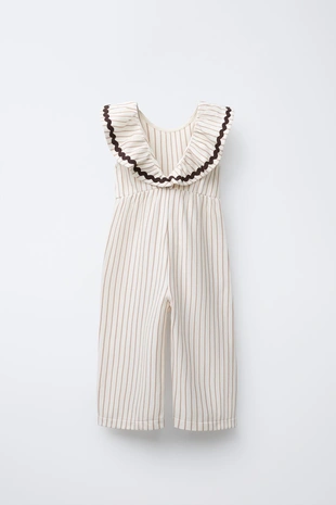 Комбинезон в полоску с волнистой отделкой - Заказать в России