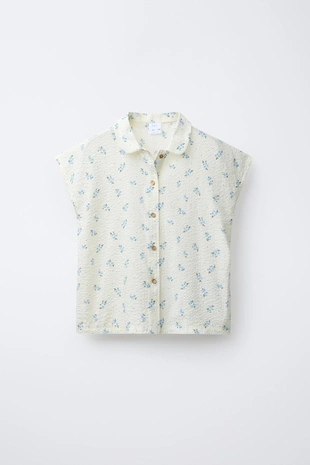 AGES 6-14/ SEERSUCKER FLORAL SHIRT AND BERMUDA PYJAMAS- Заказать в России