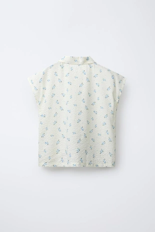 AGES 6-14/ SEERSUCKER FLORAL SHIRT AND BERMUDA PYJAMAS- Заказать в России