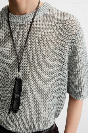 Ажурная трикотажная футболка- Заказать в России