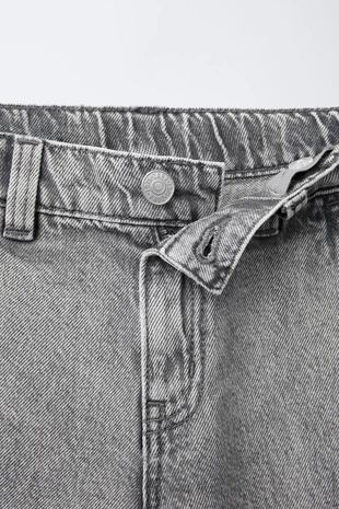 Mid-grey | 1879/701/809 - Zara Широкие джинсовые шорты-бермуды карго