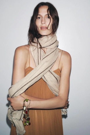 Полосатый платок из 100% льна - Заказать в России