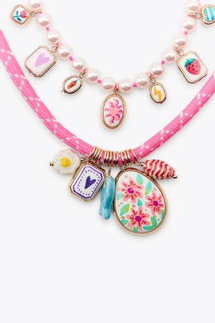 Набор из 2 колье с жемчугом, шнурком и шармами- Заказать в России