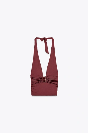 Топ с драпировкой и горловиной халтер