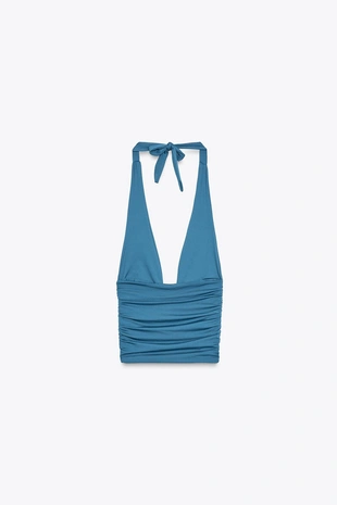 Топ с драпировкой и горловиной халтер- Заказать в России