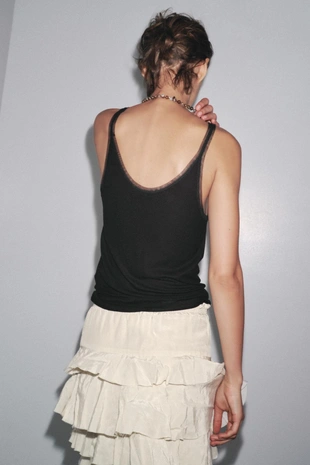 Комбинированная футболка с тюлем