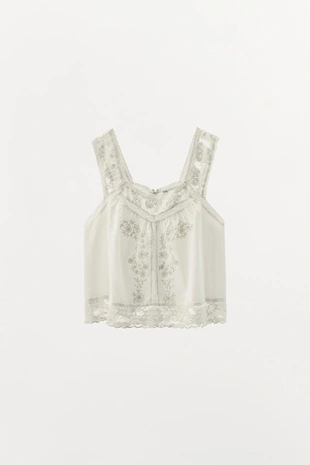 Топ на бретелях с кружевом и вышивкой, LIMITED EDITION- Заказать в России