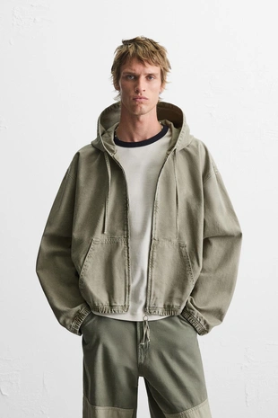 Купить Zara Куртка с капюшоном и эффектом потертости