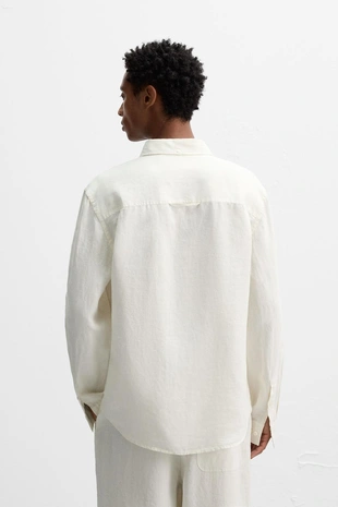 Oyster-white | 5344/412/251 - Zara Рубашка RELAXED FIT из 100% конопли