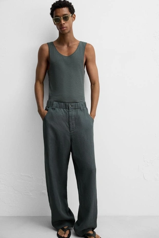 Топ из хлопка в рубчик - конопля- Заказать в России