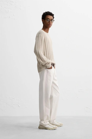 Свитер из 100% льна в рубчик- Заказать в России