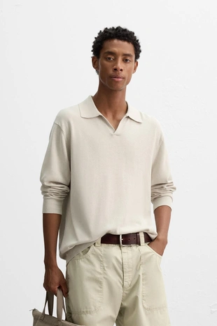 Трикотажное поло из хлопка и конопли- Заказать в России