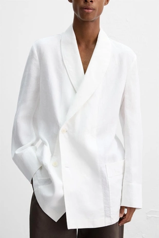 Блейзер свободного кроя из льна- Заказать в России