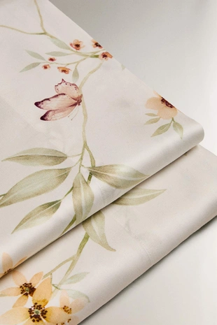 Простынь с флористическим принтом из сатина- Заказать в России